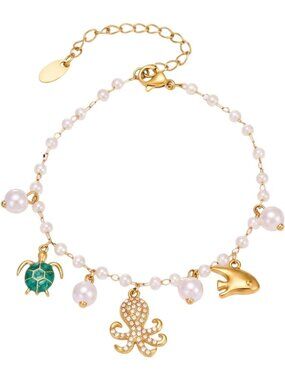 Coastal Seashell Charm Bracelet for Women - Gold Nature-Inspired Accessory